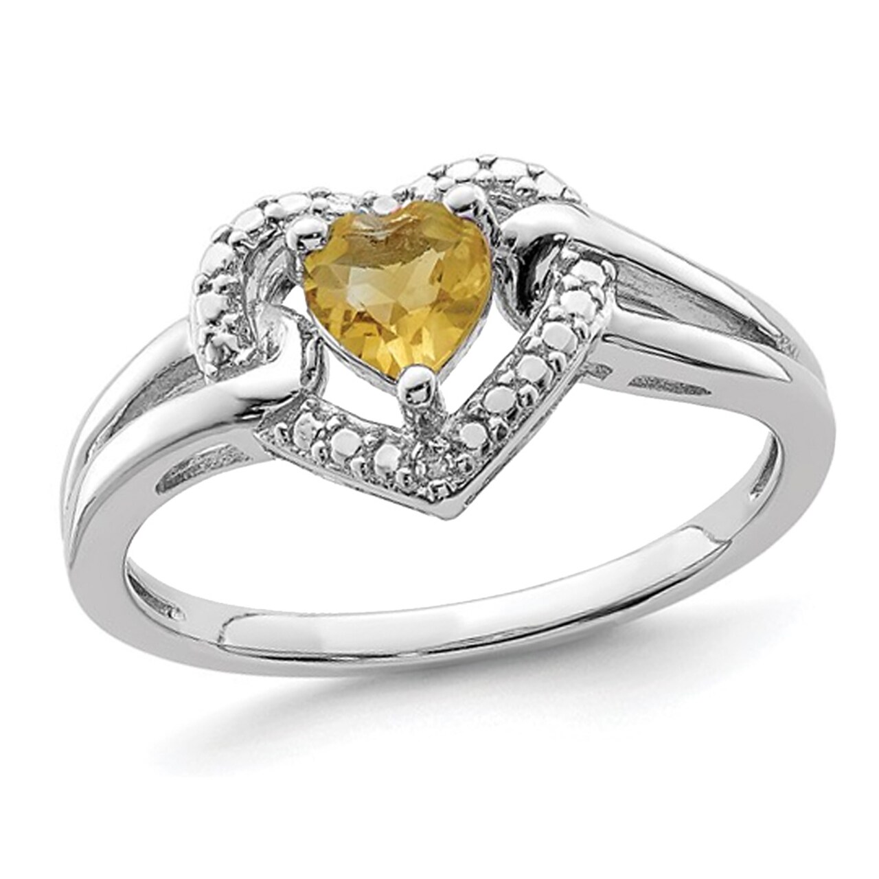 Gem And Harmony 2/5 Carat (ctw) Whiskey Quartz Heart Ring in Sterling Silver